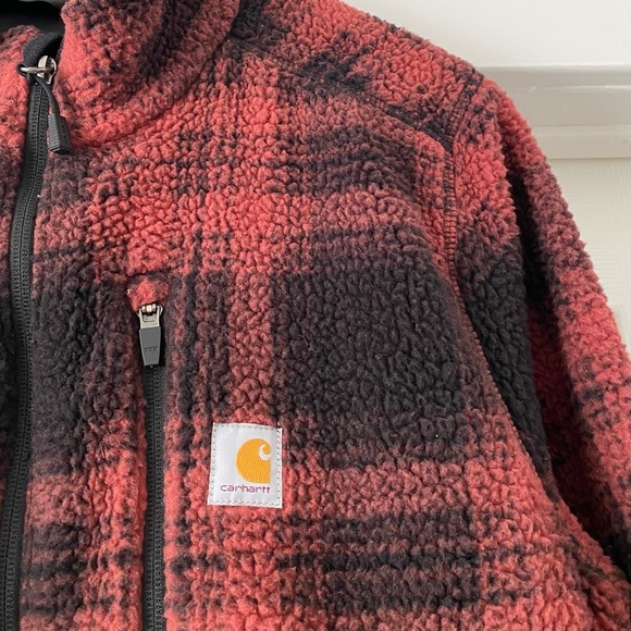 Carhartt Boys Red Plaid Sherpa Jacket - Picture 2 of 5